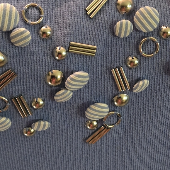 Ruby Rd Embellished Blue Ribbed Stretch Tank Top Scoop Neckline Women's M - Picture 6 of 12